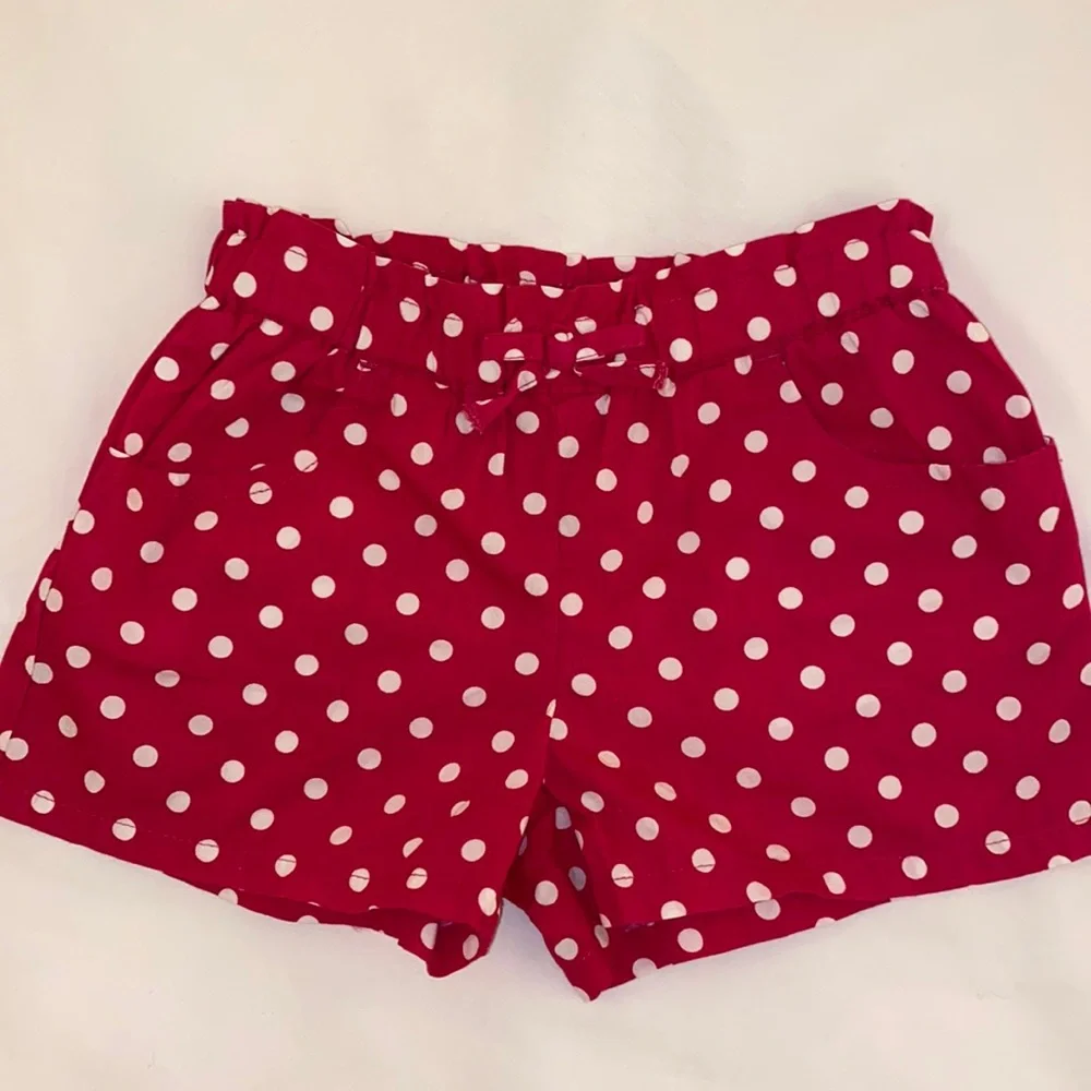 Gymboree Pink Cotton White Polkadots Summer Shorts Elastic Waist Size 5T - Picture 7 of 8